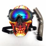 red black yellow fire color China manufacture and factory for Fabric skull gas mask with skull tube bong waterpipe